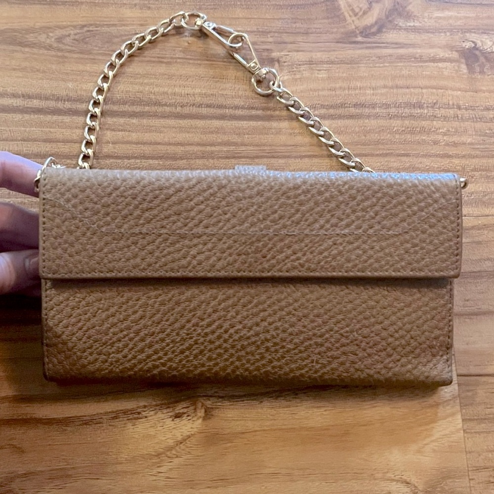 Authentic GUCCI Vintage Jackie Taupe Pebbled Leather Push Clasp Long Wallet WOC - Picture 3 of 10